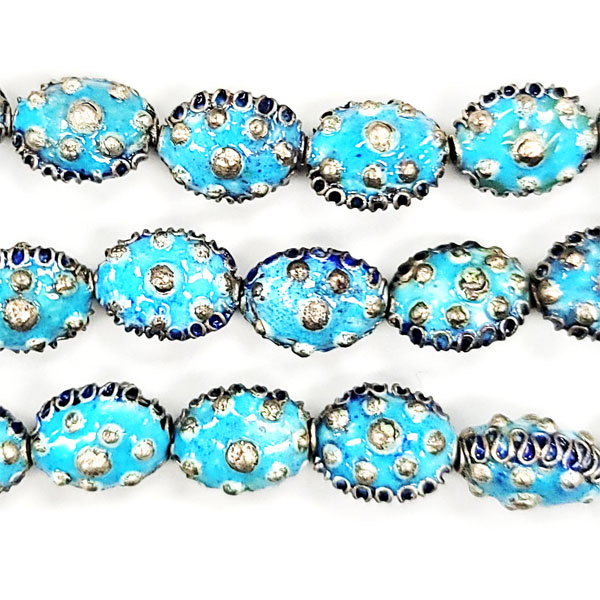 ENAMEL FLAT OVAL 8X12MM TURQUOISE